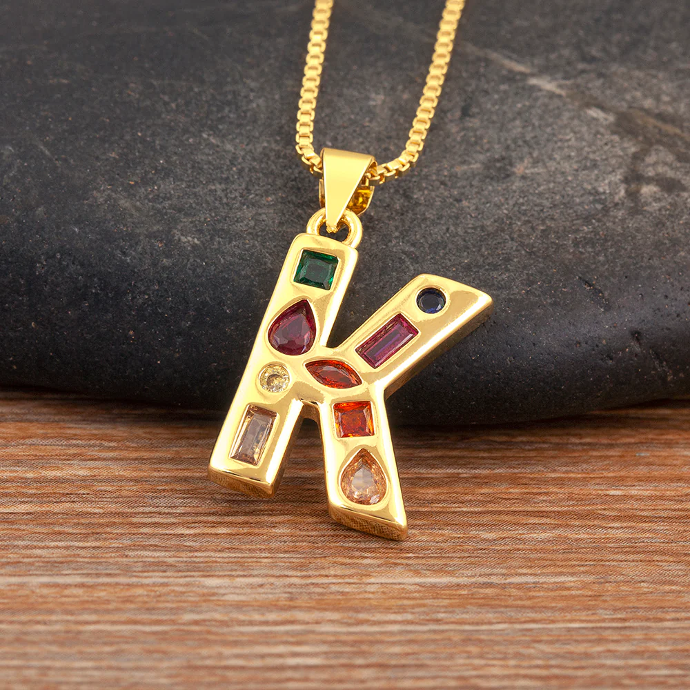 Colorful Gemstone Initial Pendant Necklace - Image 17
