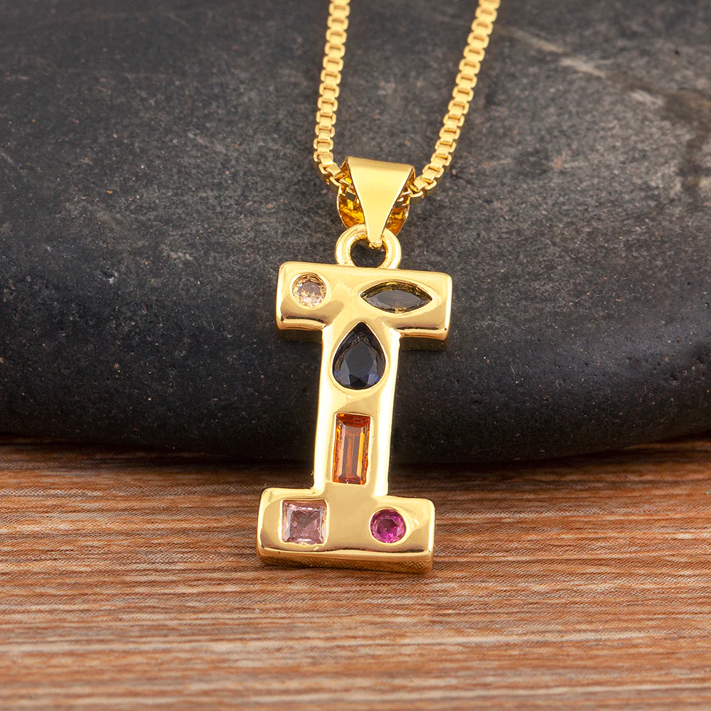 Colorful Gemstone Initial Pendant Necklace - Image 19