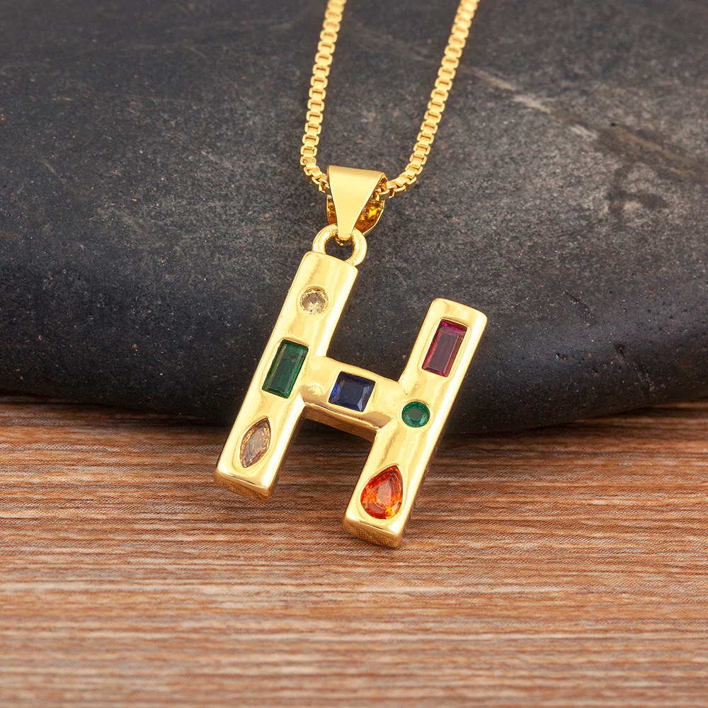 Colorful Gemstone Initial Pendant Necklace - Image 20