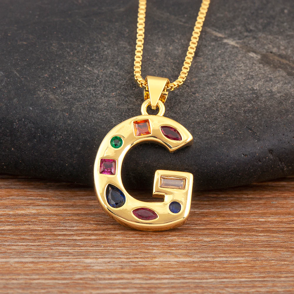 Colorful Gemstone Initial Pendant Necklace - Image 21