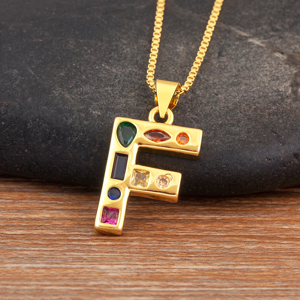 Colorful Gemstone Initial Pendant Necklace - Image 22