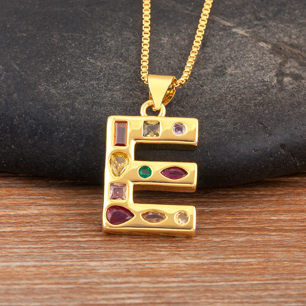 Colorful Gemstone Initial Pendant Necklace - Image 23