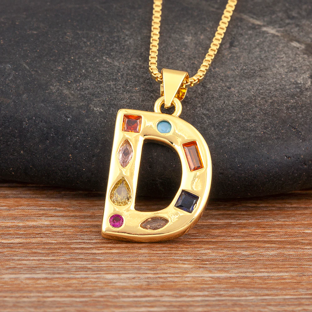 Colorful Gemstone Initial Pendant Necklace - Image 24
