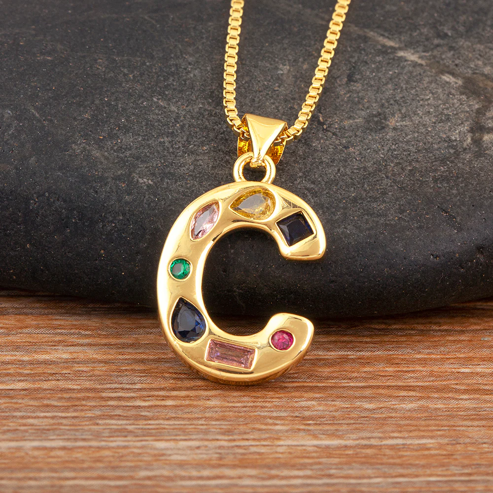 Colorful Gemstone Initial Pendant Necklace - Image 25