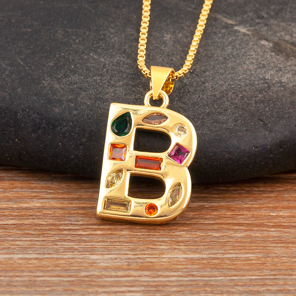 Colorful Gemstone Initial Pendant Necklace - Image 26