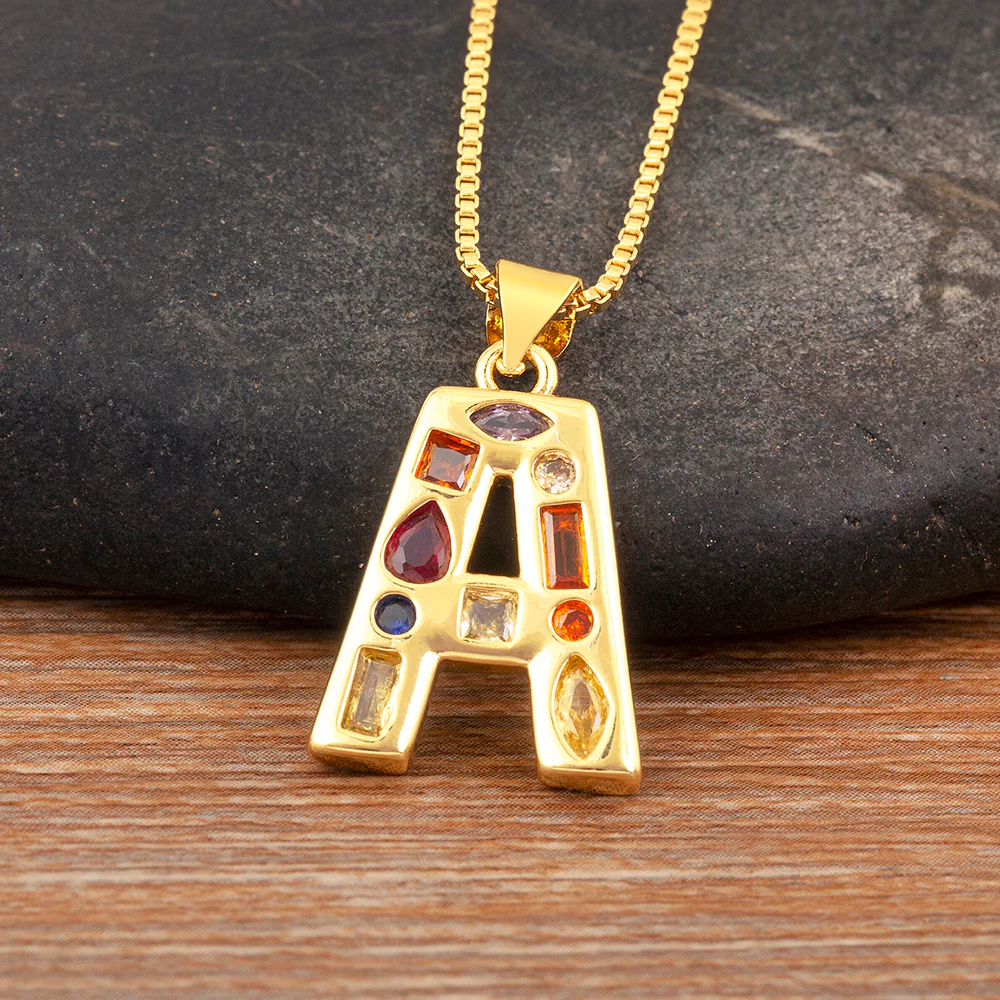 Colorful Gemstone Initial Pendant Necklace - Image 27