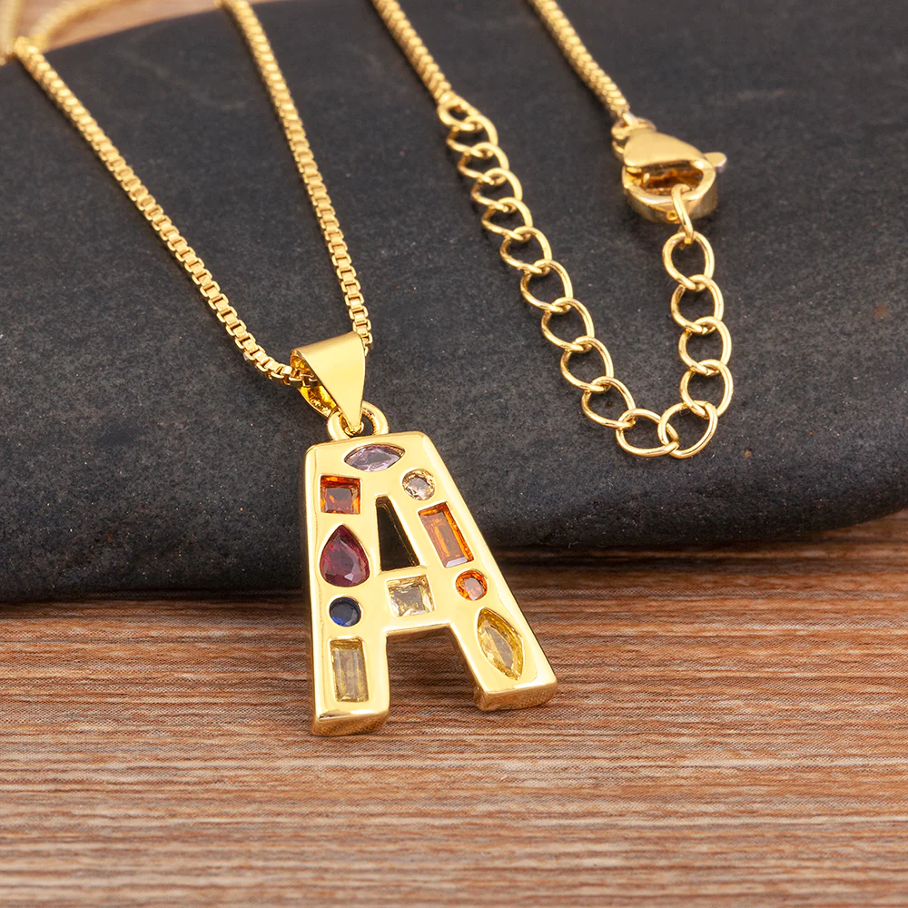 Colorful Gemstone Initial Pendant Necklace - Image 30