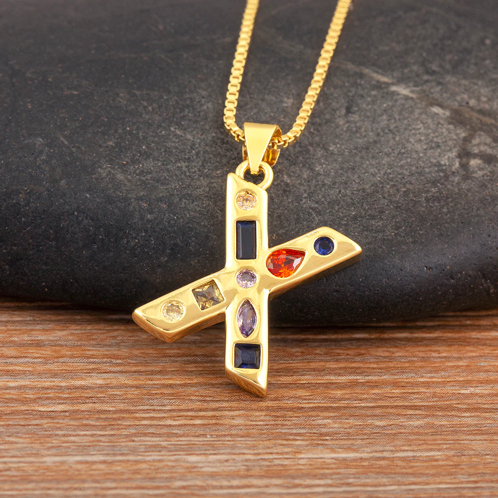 Colorful Gemstone Initial Pendant Necklace - Image 4
