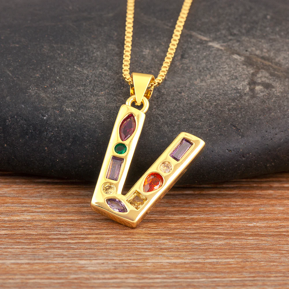 Colorful Gemstone Initial Pendant Necklace - Image 6