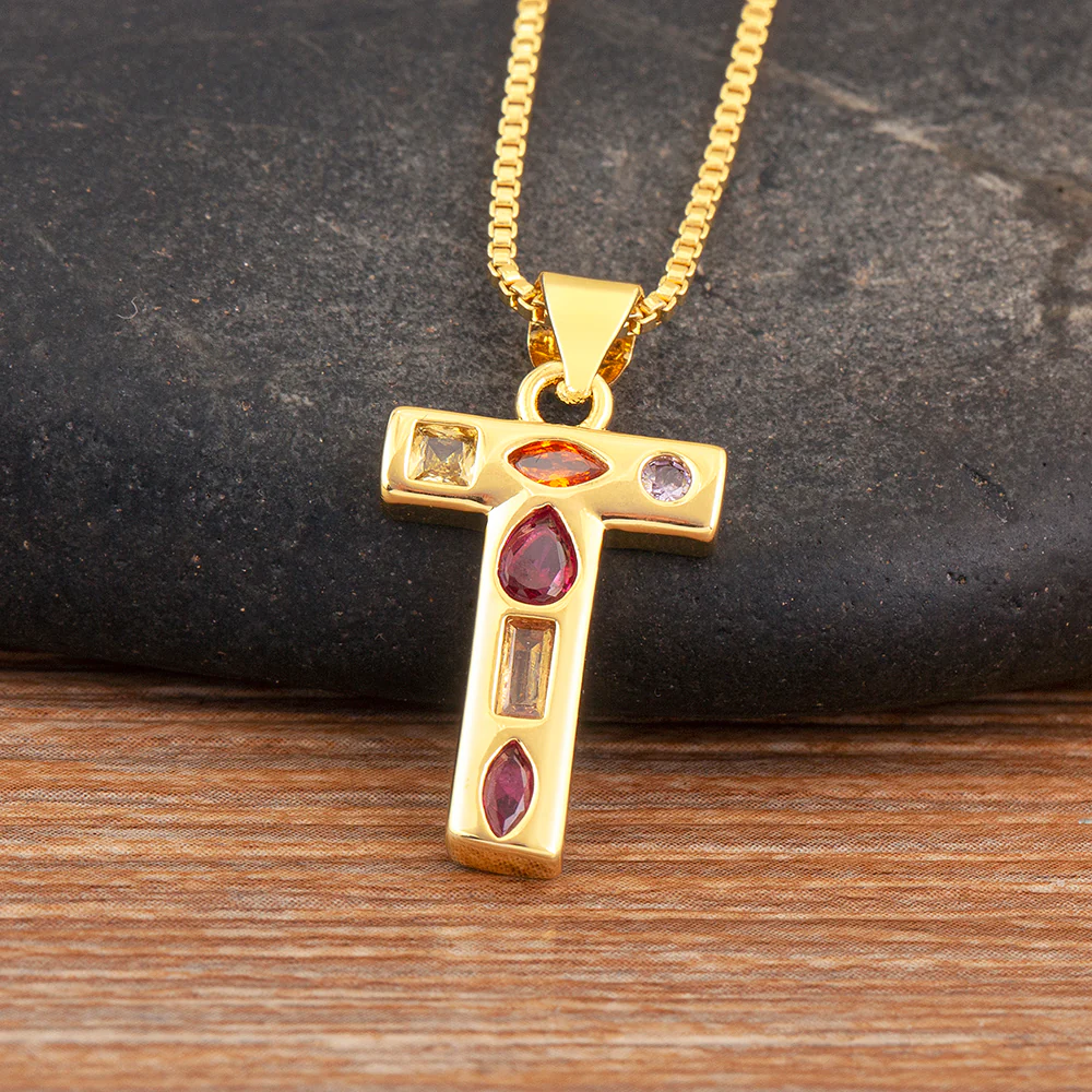 Colorful Gemstone Initial Pendant Necklace - Image 8