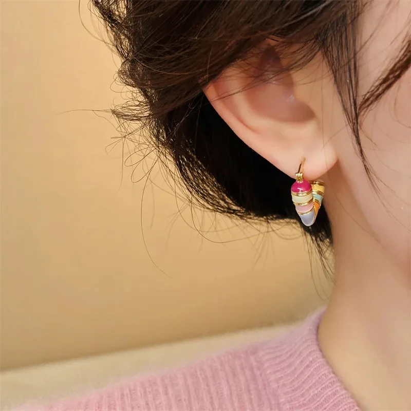 Colorful Heart Ear Buckle Earrings - Image 2