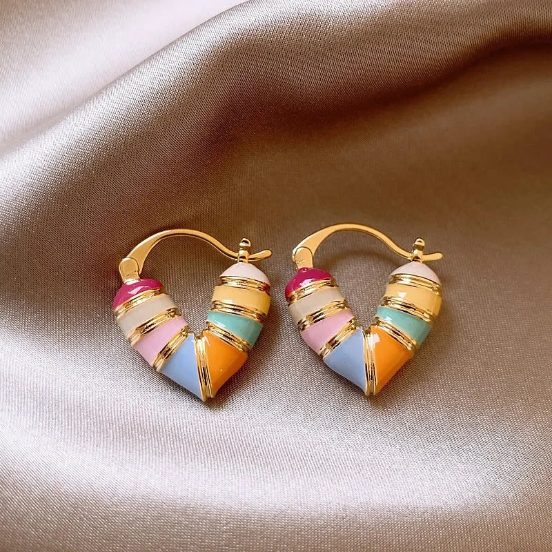 Colorful Heart Ear Buckle Earrings - Image 3