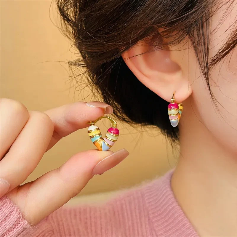 Colorful Heart Ear Buckle Earrings - Image 4