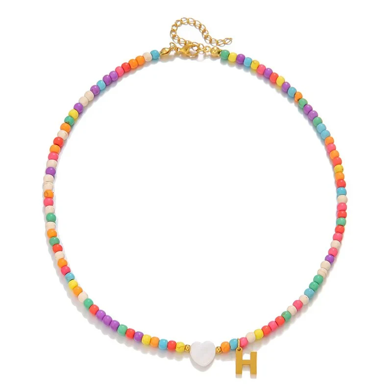 Colorful Initial Heart Necklace - Image 12