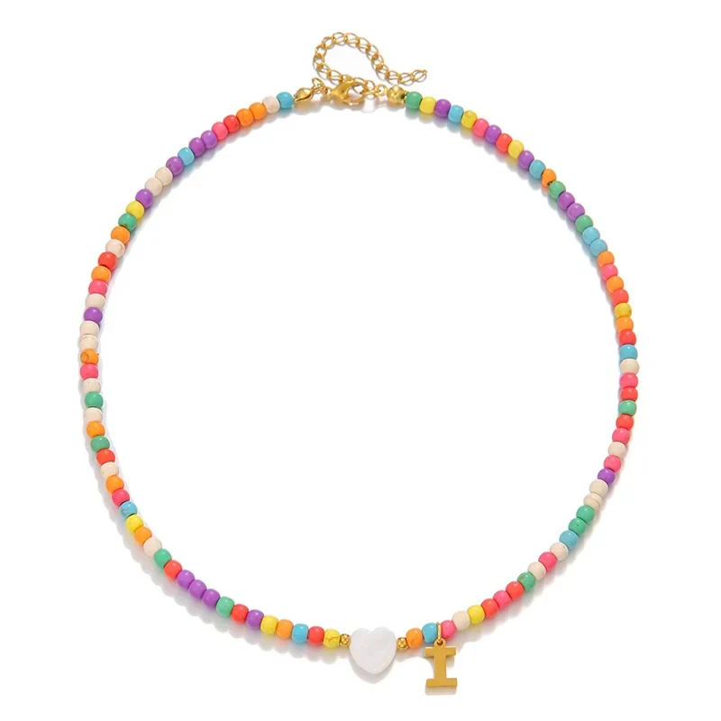 Colorful Initial Heart Necklace - Image 13