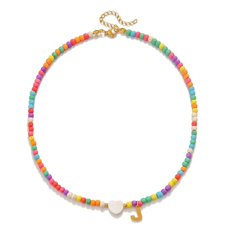 Colorful Initial Heart Necklace - Image 14