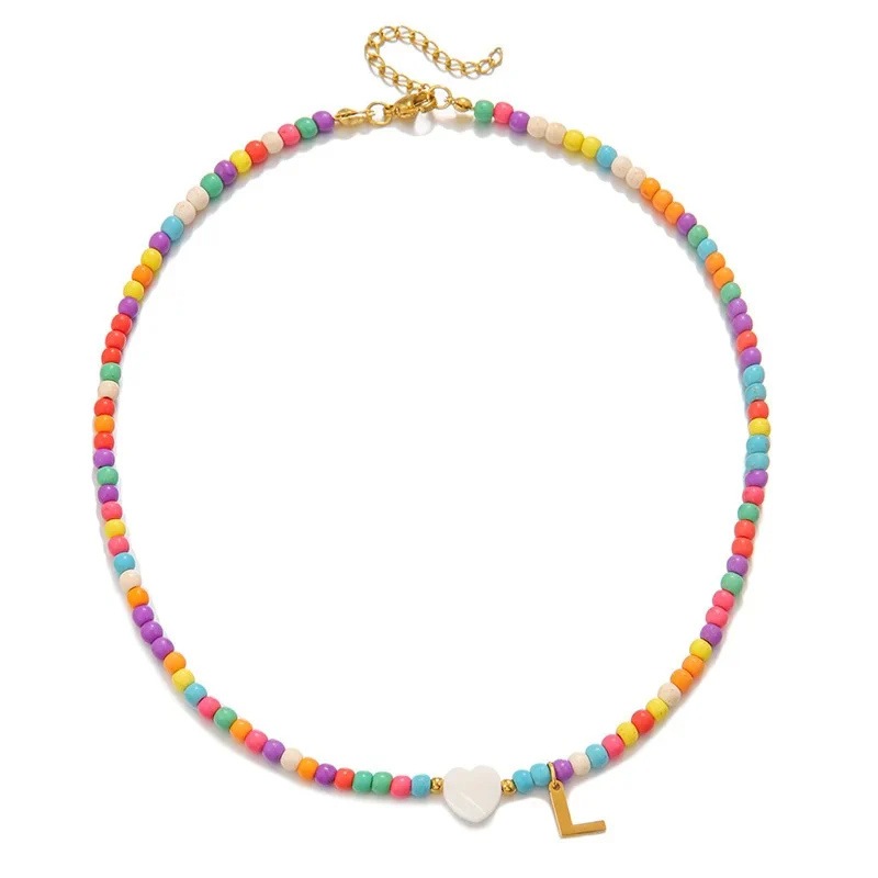 Colorful Initial Heart Necklace - Image 16