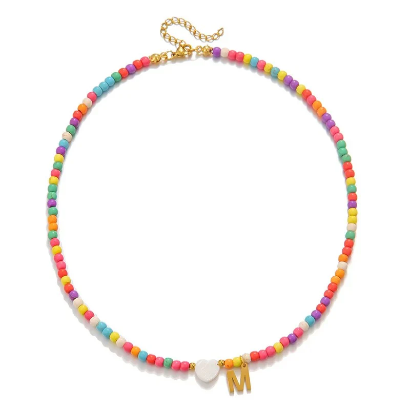 Colorful Initial Heart Necklace - Image 17