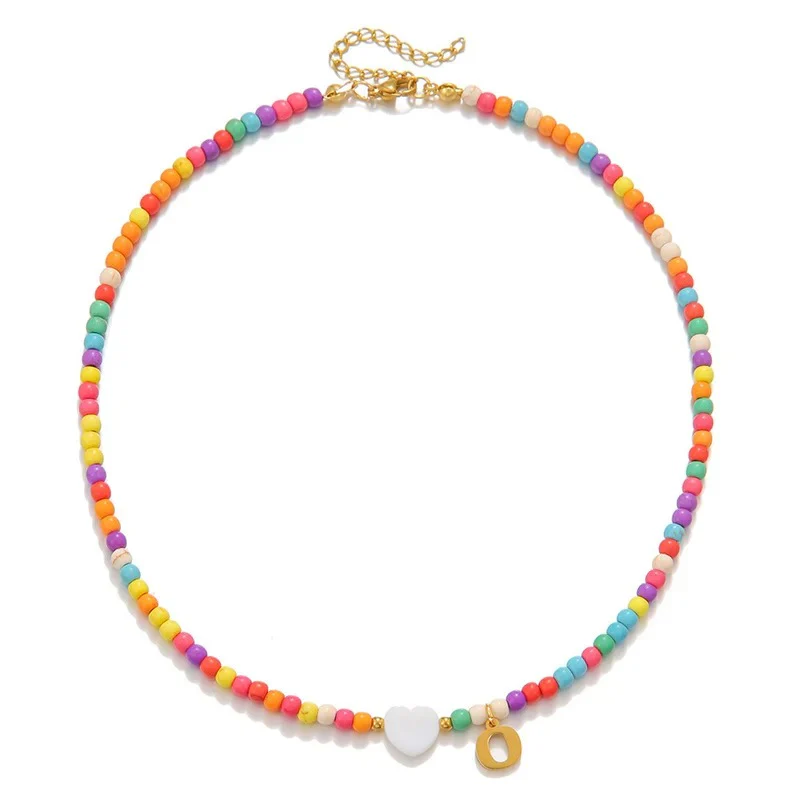 Colorful Initial Heart Necklace - Image 19