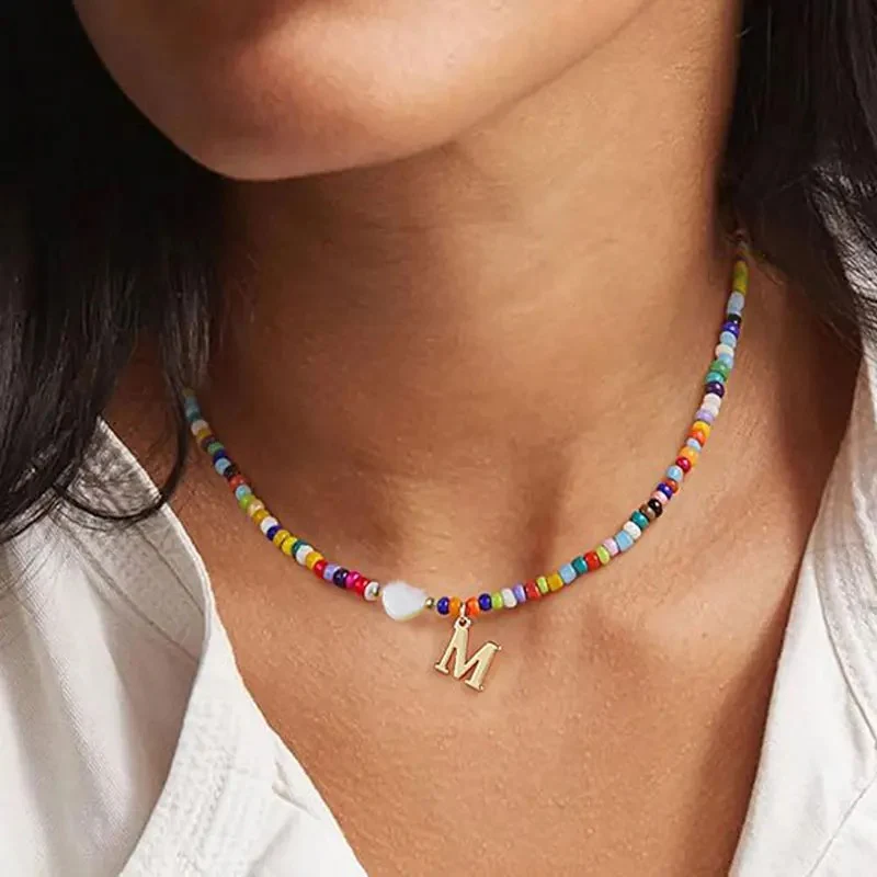 Colorful Initial Heart Necklace - Image 2