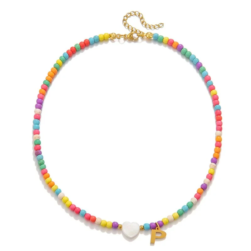 Colorful Initial Heart Necklace - Image 20