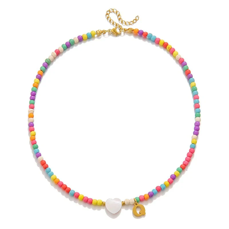 Colorful Initial Heart Necklace - Image 21
