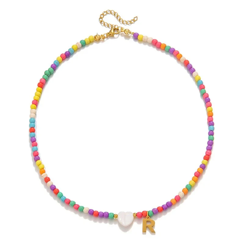 Colorful Initial Heart Necklace - Image 22