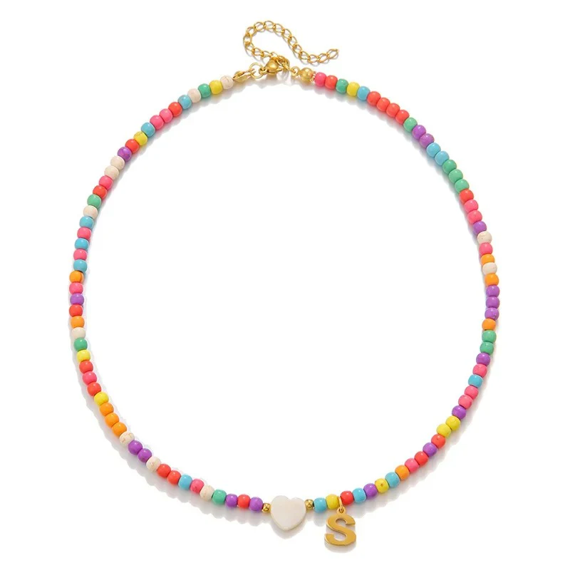 Colorful Initial Heart Necklace - Image 23