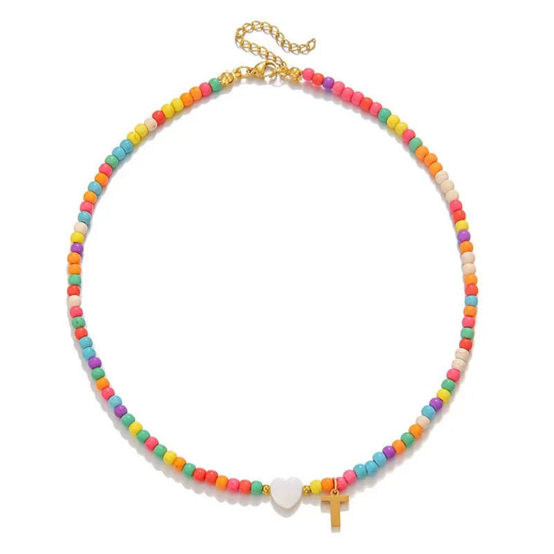 Colorful Initial Heart Necklace - Image 24