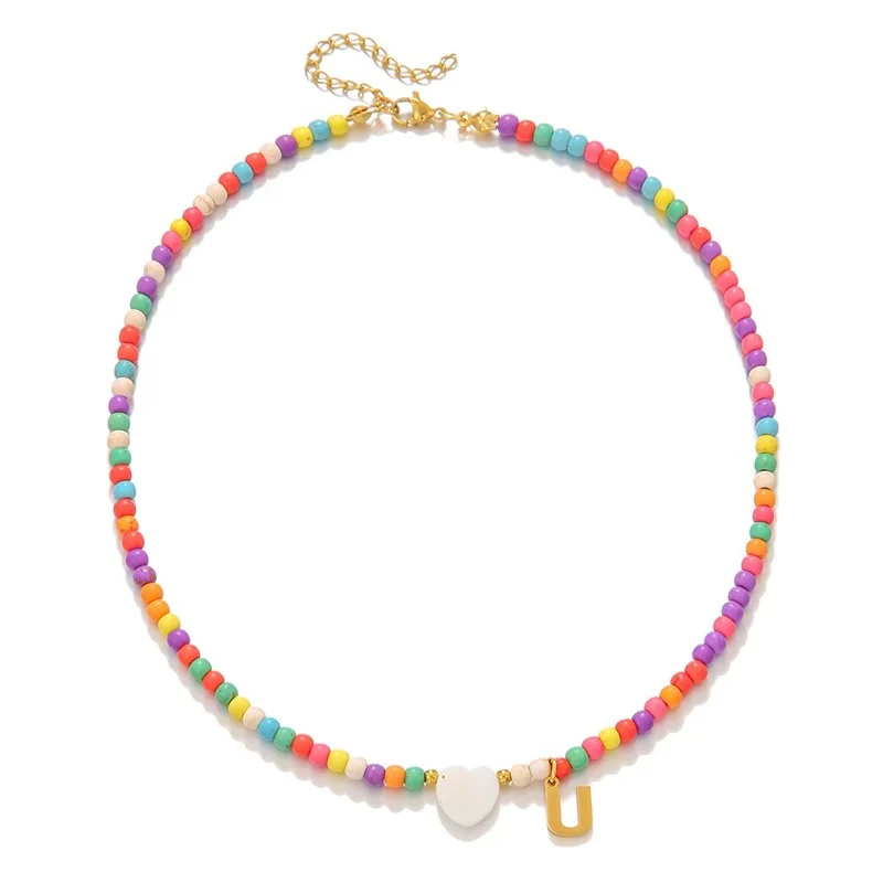 Colorful Initial Heart Necklace - Image 25