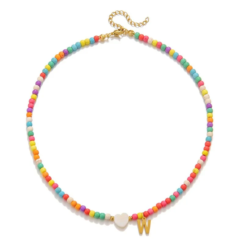 Colorful Initial Heart Necklace - Image 27