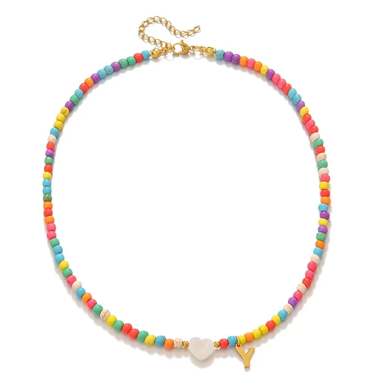 Colorful Initial Heart Necklace - Image 29