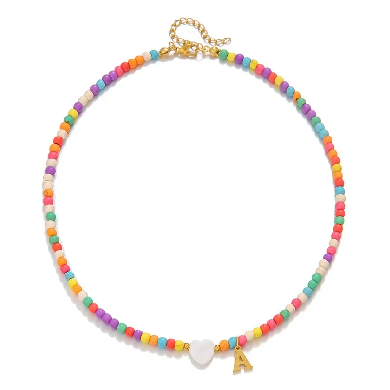 Colorful Initial Heart Necklace - Image 5