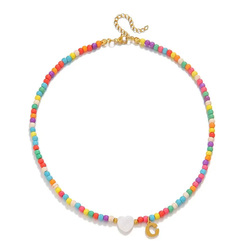 Colorful Initial Heart Necklace - Image 7