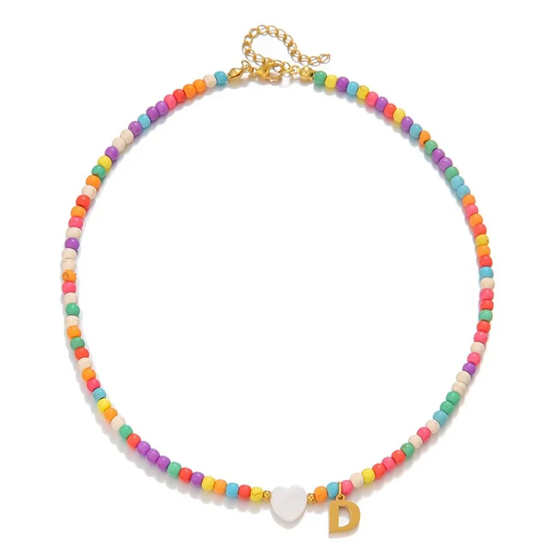 Colorful Initial Heart Necklace - Image 8