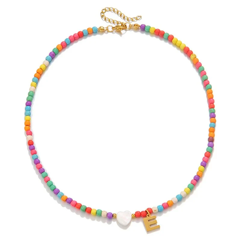 Colorful Initial Heart Necklace - Image 9