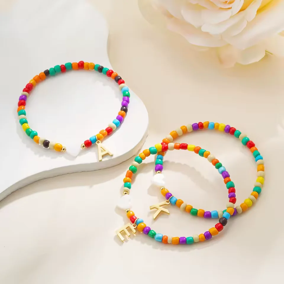 Colorful Initial Heart Bracelet - Image 4
