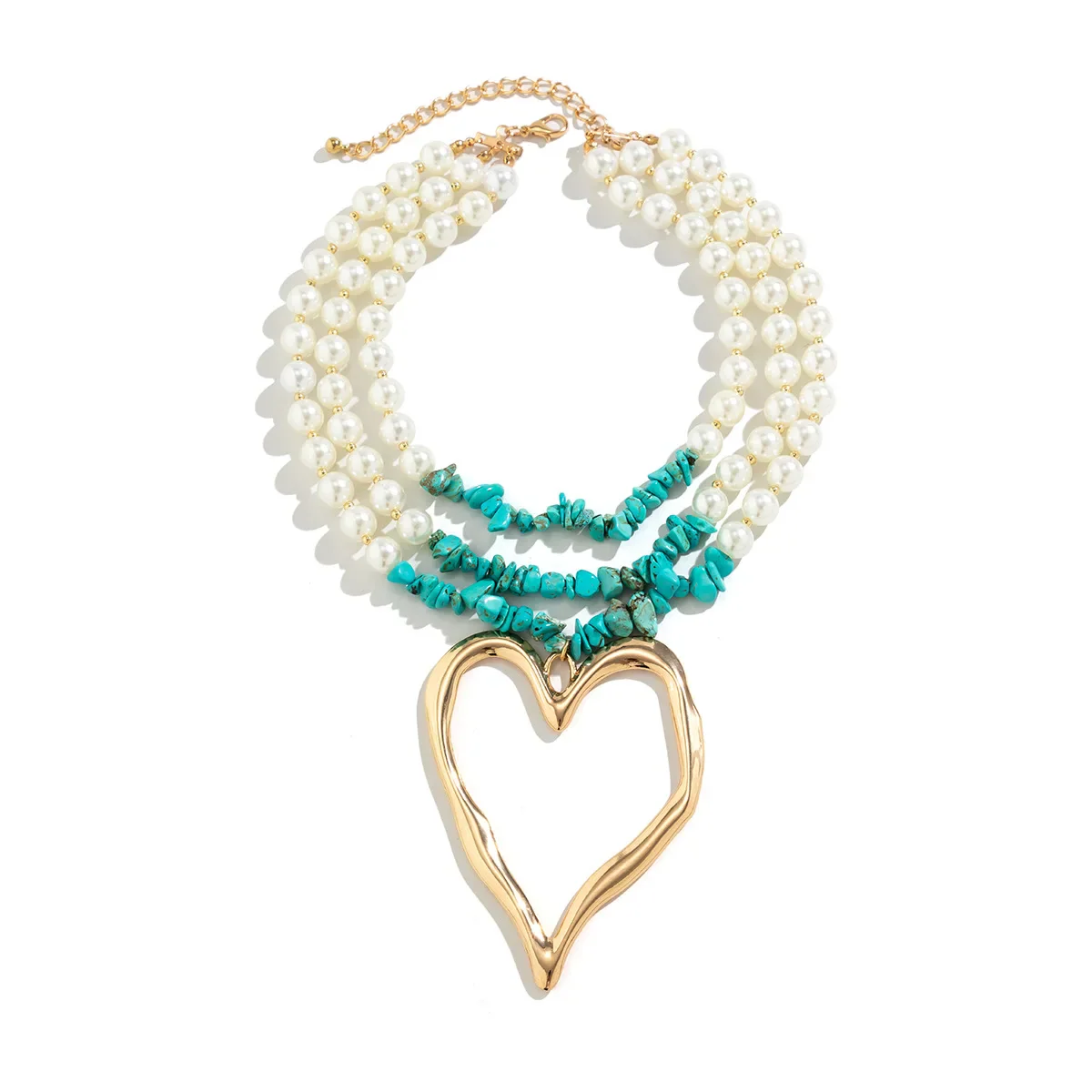 3pc Colorful Pearl Heart Shaped Layered Necklace - Image 12