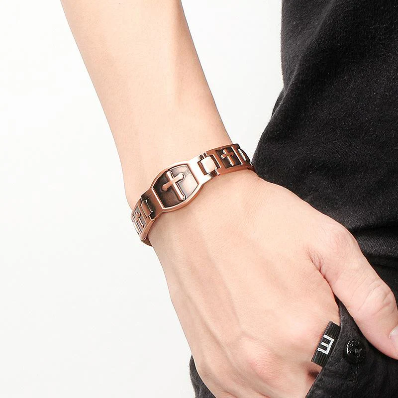 Couple Cross Magnetic Copper Bracelet - Image 3