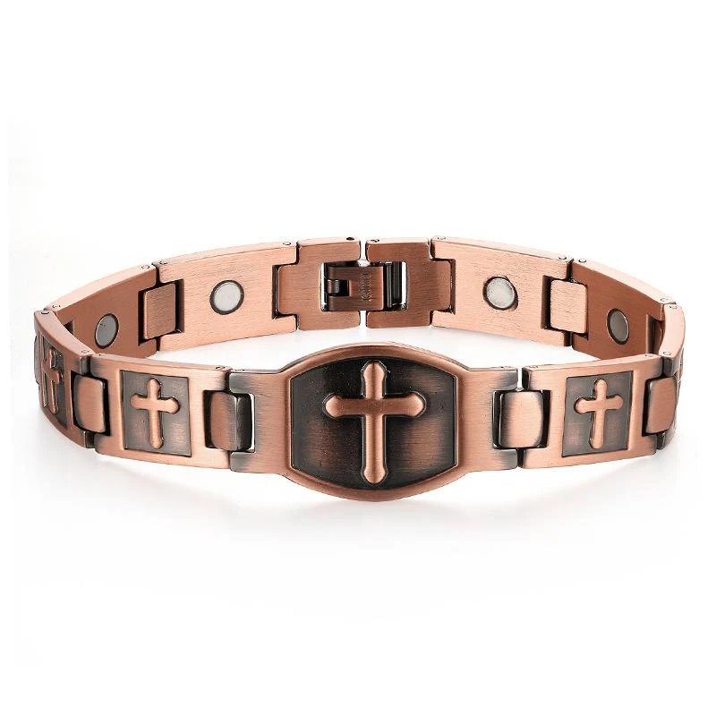 Couple Cross Magnetic Copper Bracelet - Image 4
