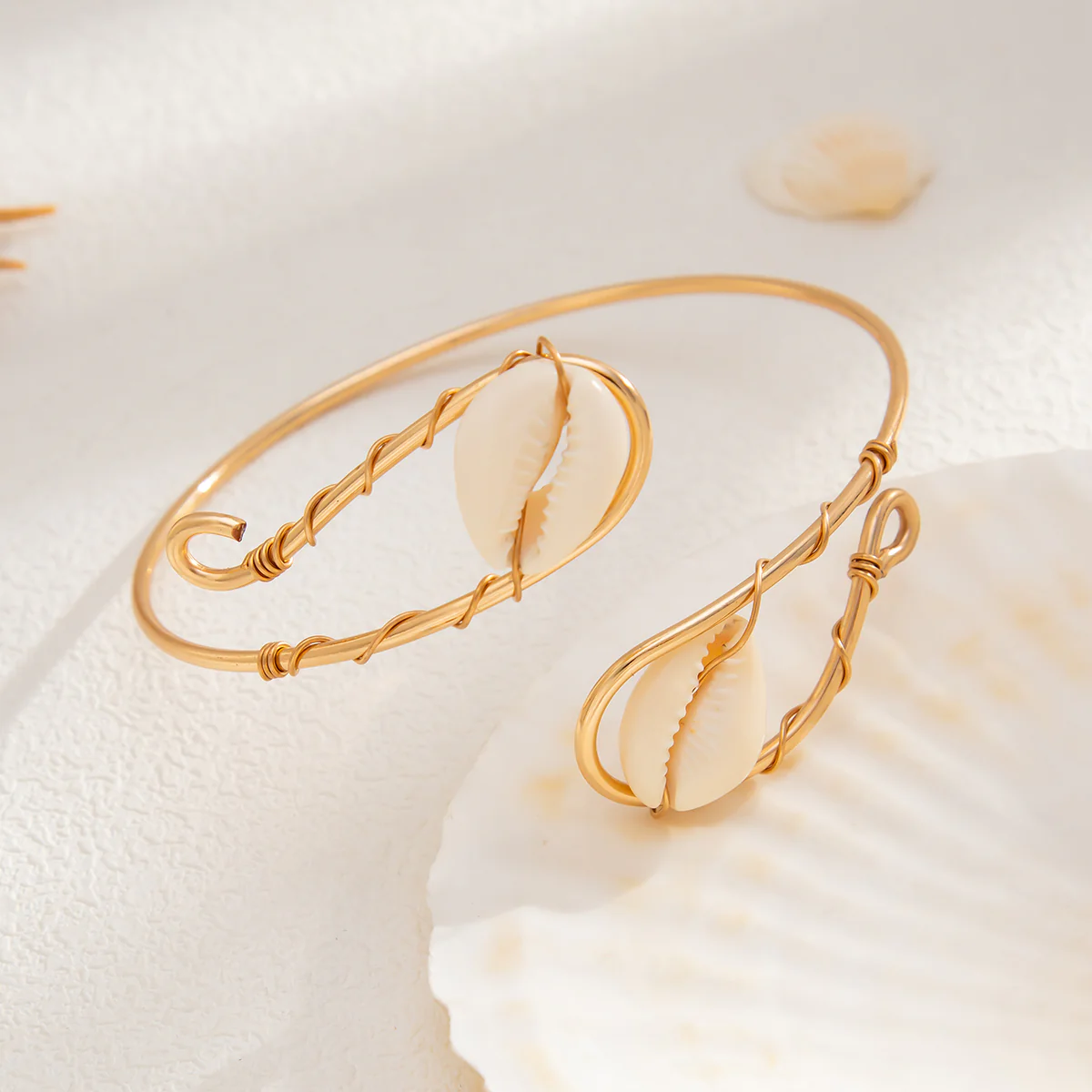 Cowrie Shell Double Arm Cuff - Image 2