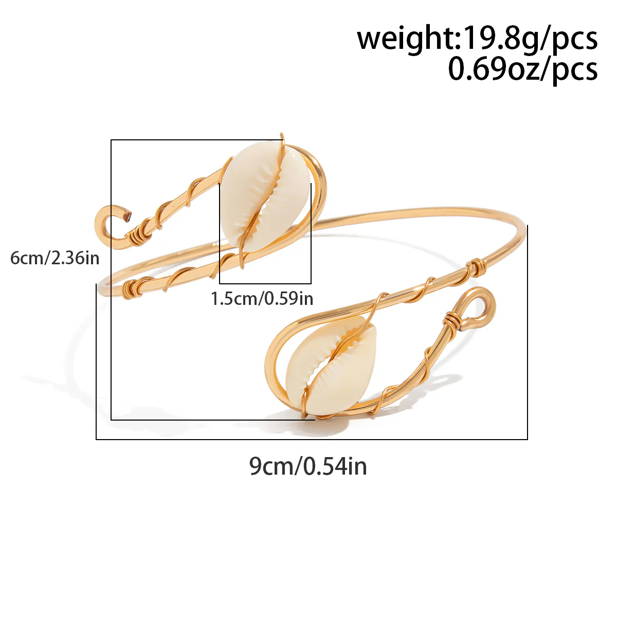 Cowrie Shell Double Arm Cuff - Image 3