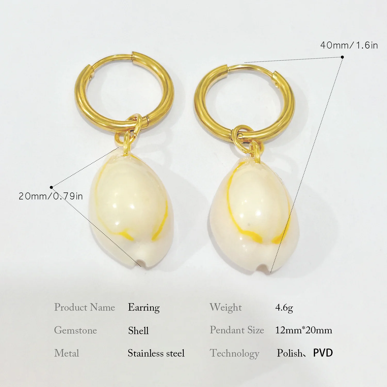 Cowrie Shell Hoop Earrings - Image 2