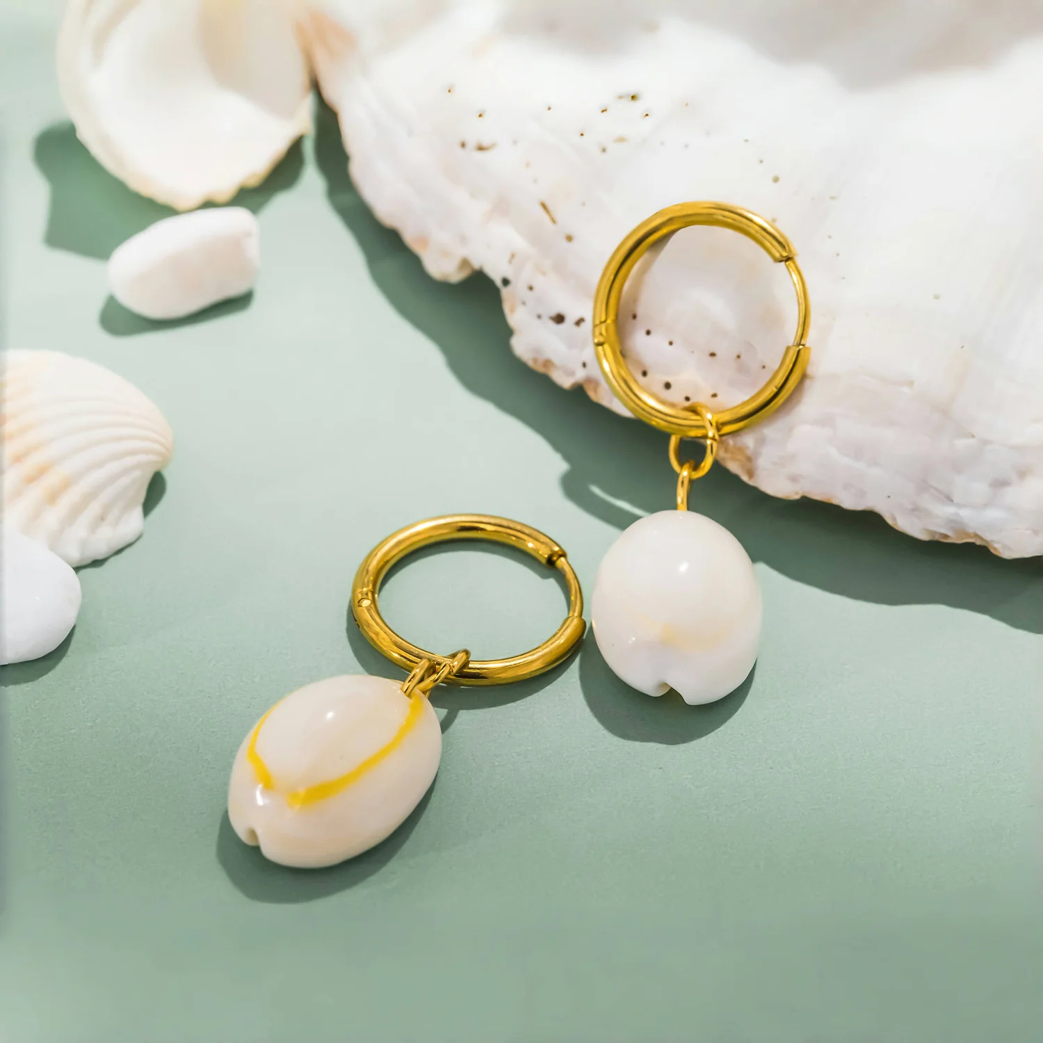 Cowrie Shell Hoop Earrings - Image 6