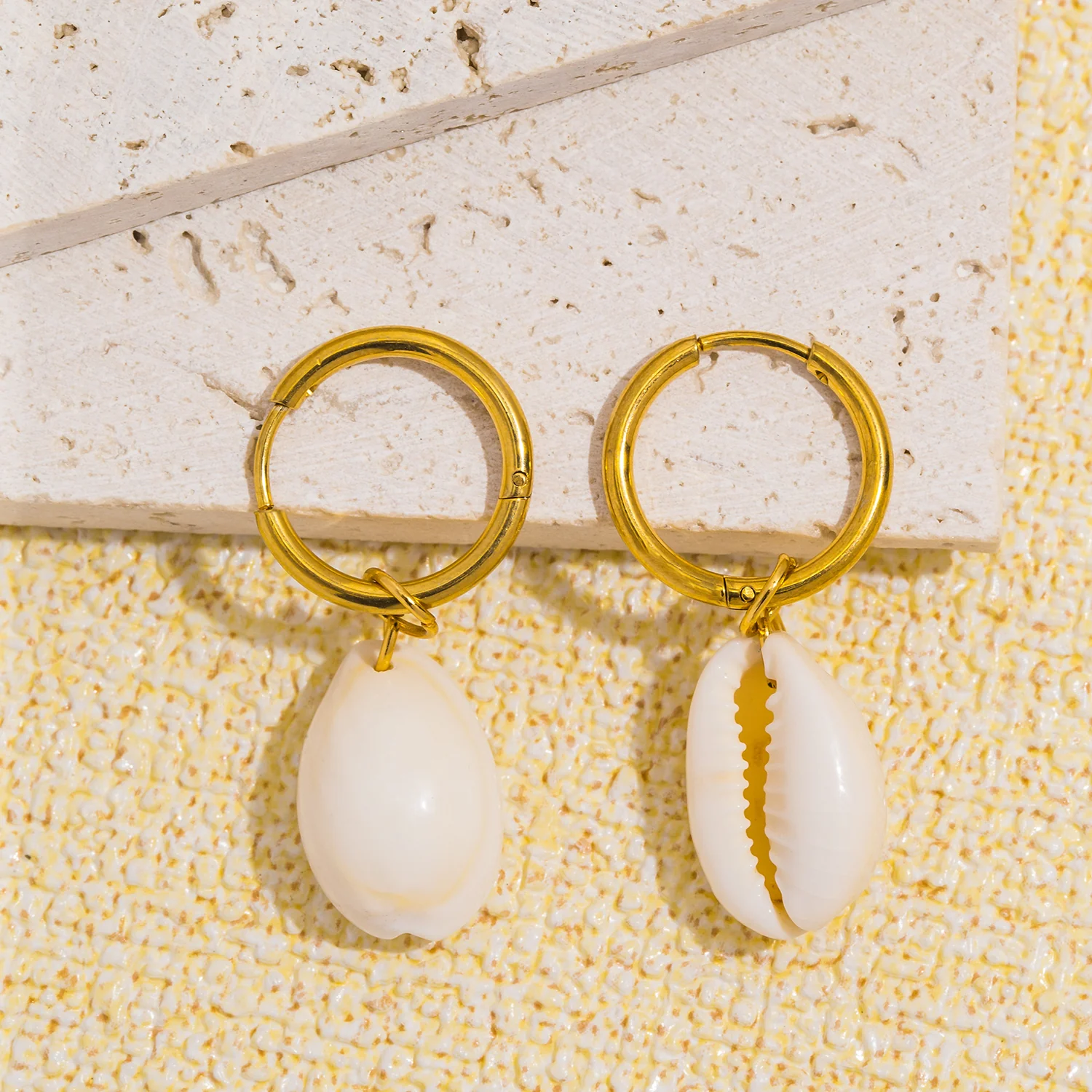 Cowrie Shell Hoop Earrings - Image 7
