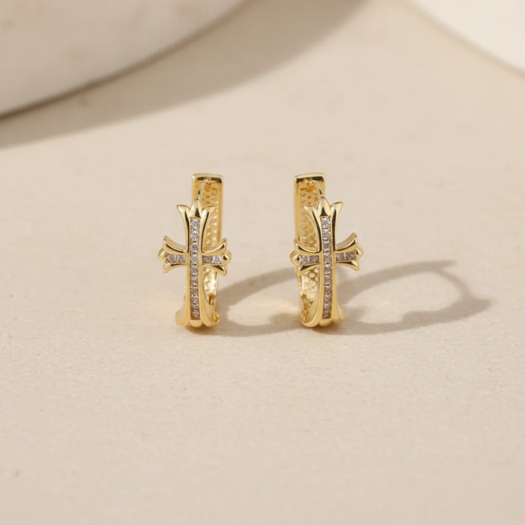 Cross Hoop Earrings - Image 10