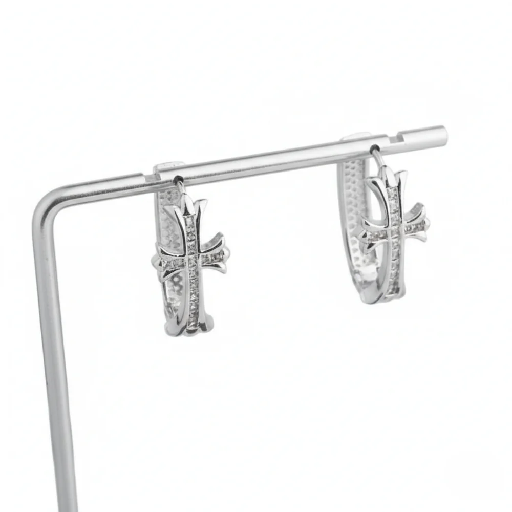 Cross Hoop Earrings - Image 4