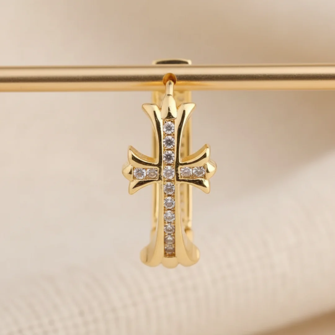 Cross Hoop Earrings - Image 6