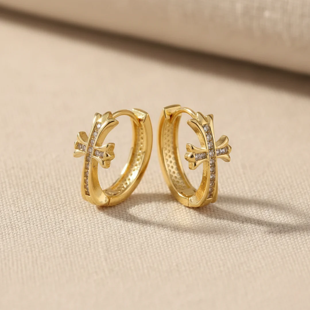 Cross Hoop Earrings - Image 8