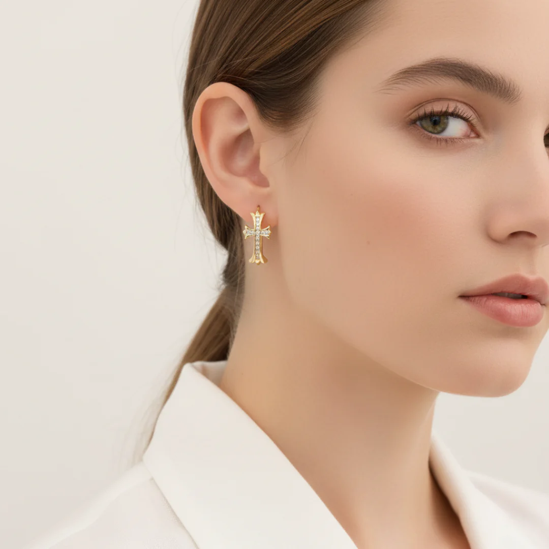 Cross Hoop Earrings - Image 9